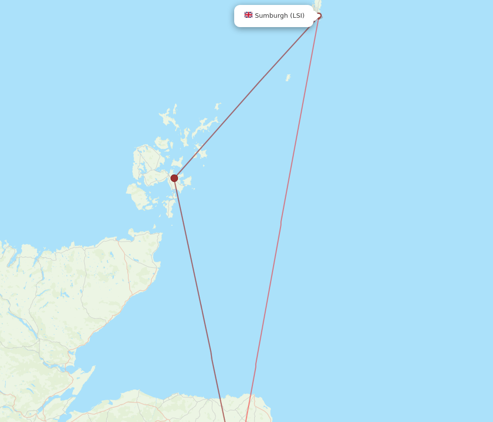 ABZ to LSI flights and routes map