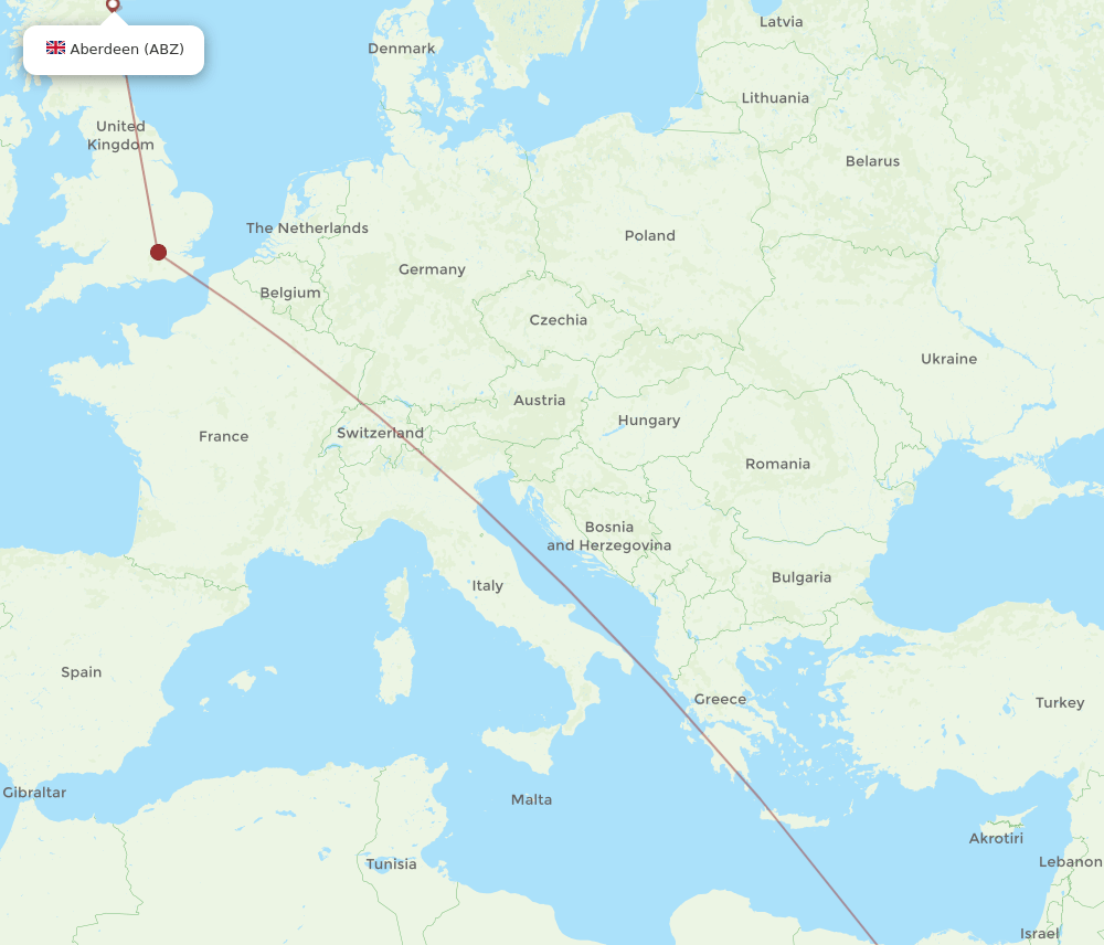 ABZ to LXR flights and routes map