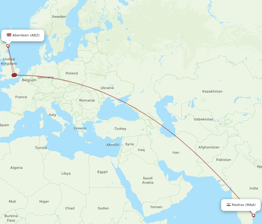 ABZ-MAA flight routes