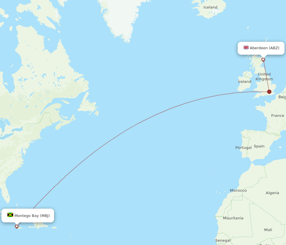 ABZ-MBJ flight routes