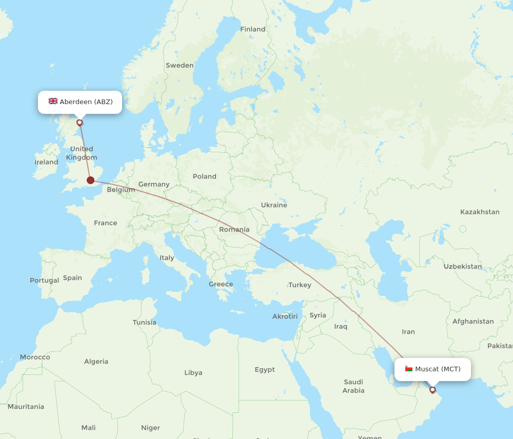 ABZ-MCT flight routes