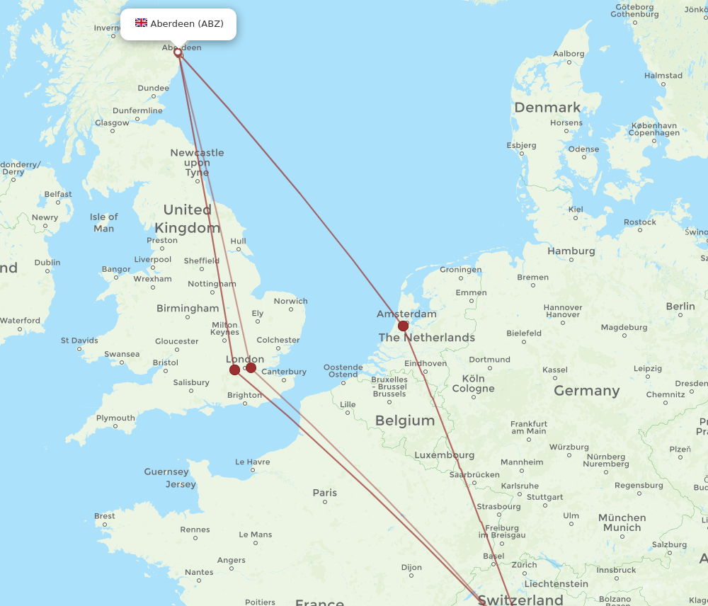 ABZ to MXP flights and routes map