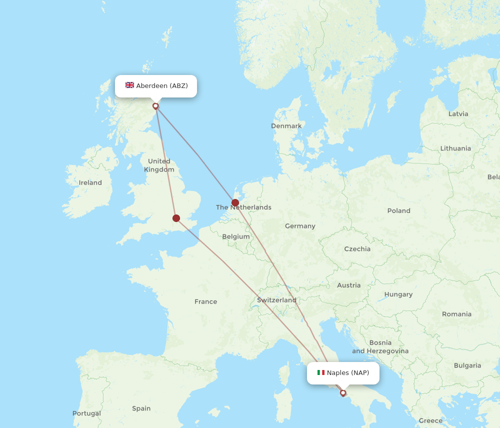 ABZ to NAP flights and routes map