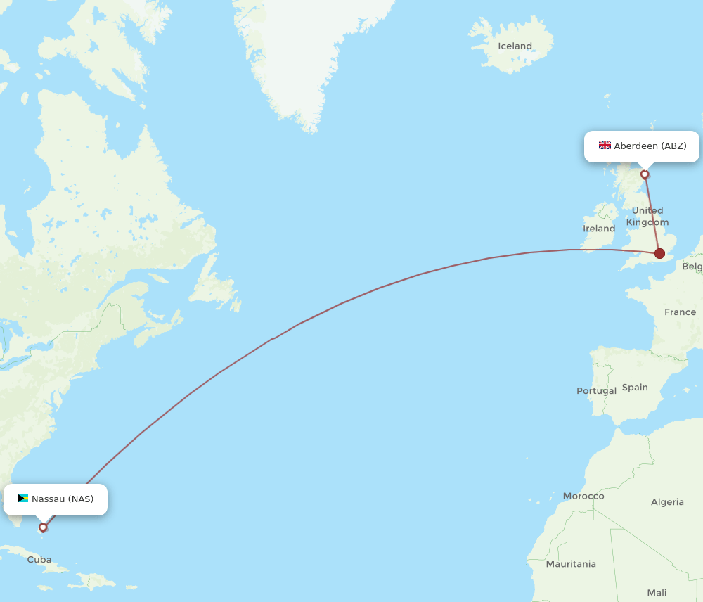 ABZ-NAS flight routes