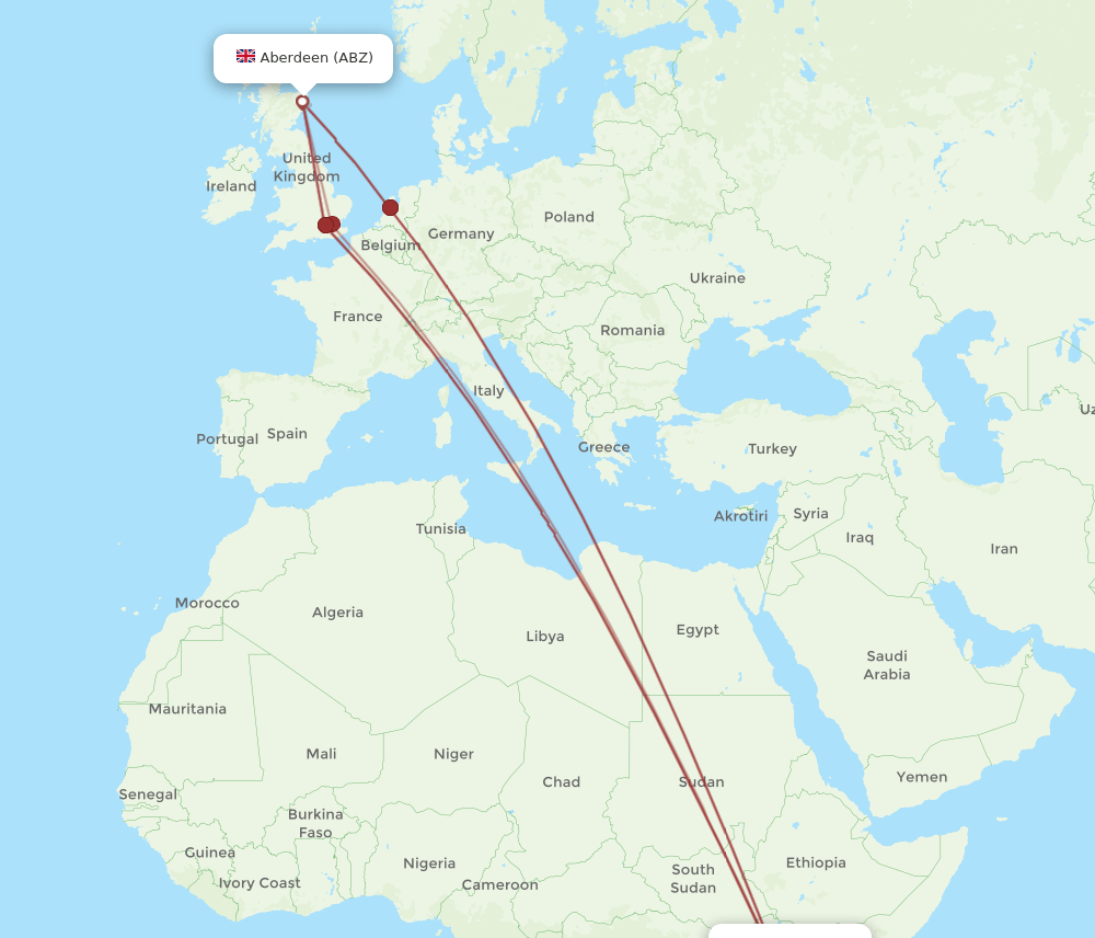 ABZ-NBO flight routes