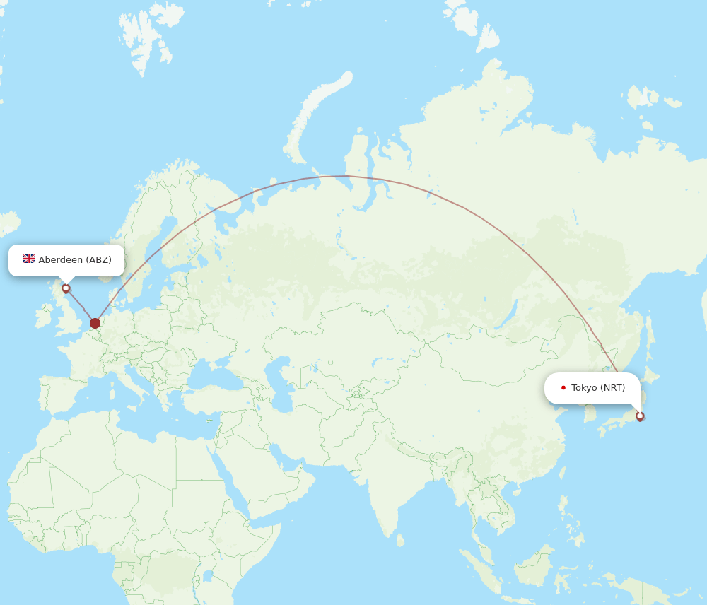 ABZ-NRT flight routes