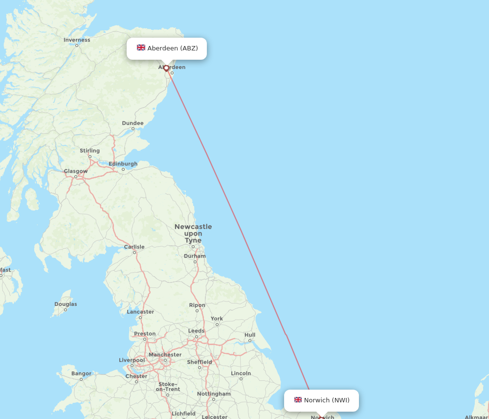 ABZ to NWI flights and routes map