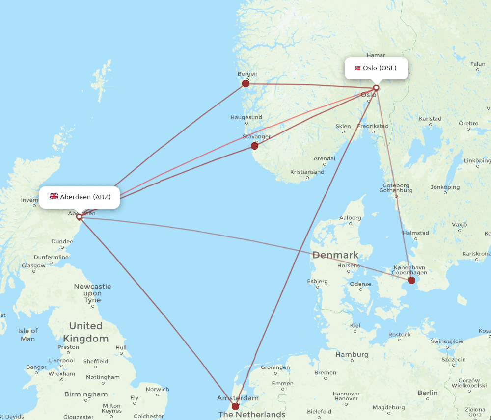 ABZ-OSL flight routes