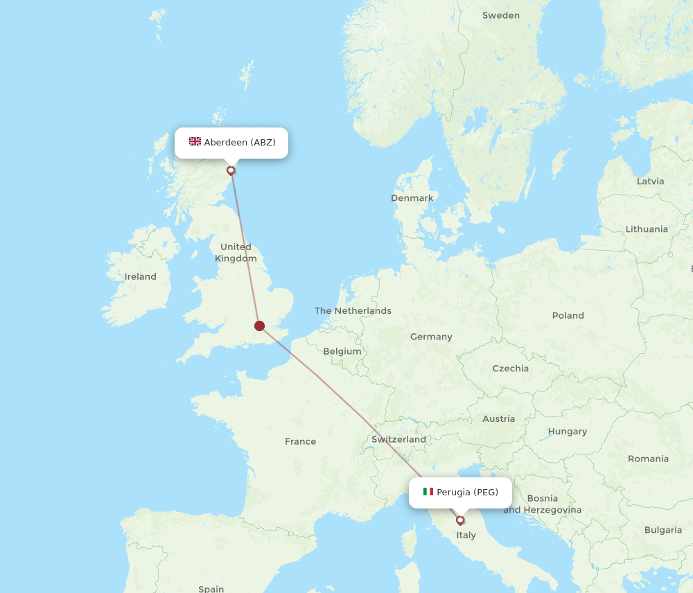 ABZ to PEG flights and routes map