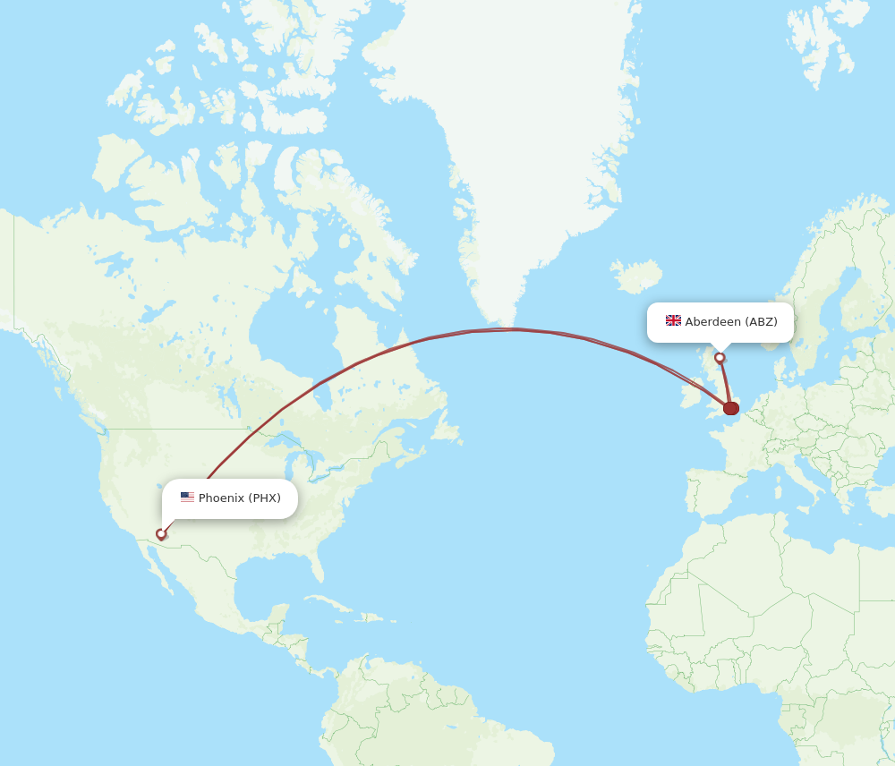 ABZ to PHX flights and routes map