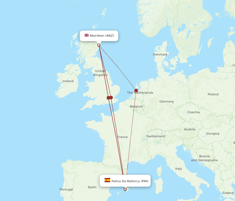 ABZ to PMI flights and routes map