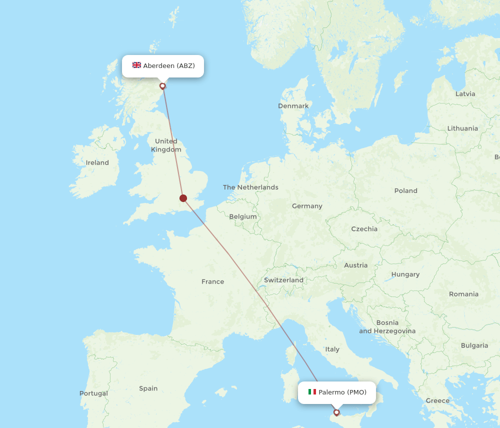 ABZ to PMO flights and routes map