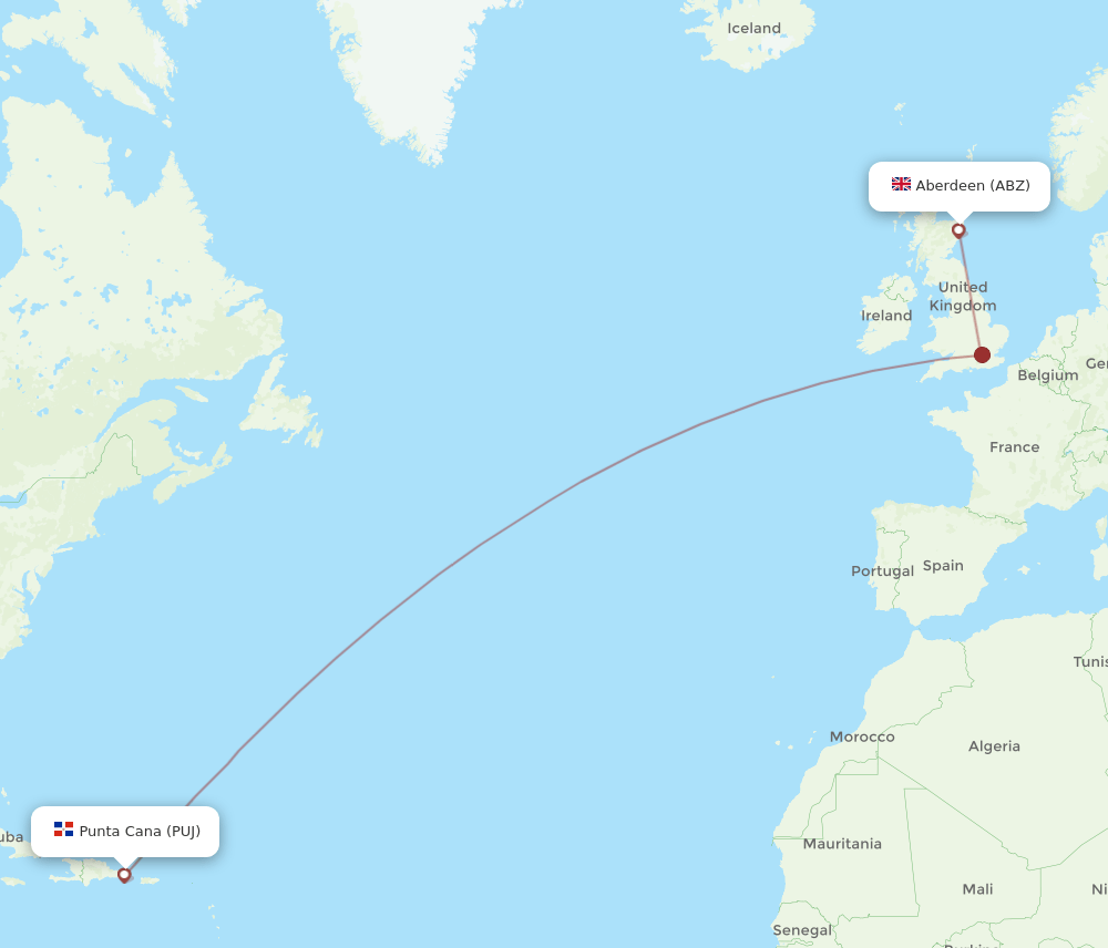 ABZ-PUJ flight routes