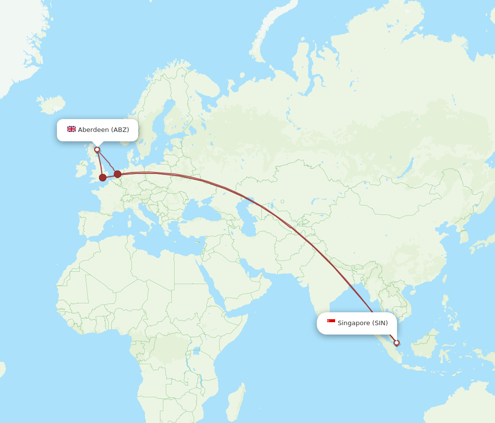 ABZ to SIN flights and routes map