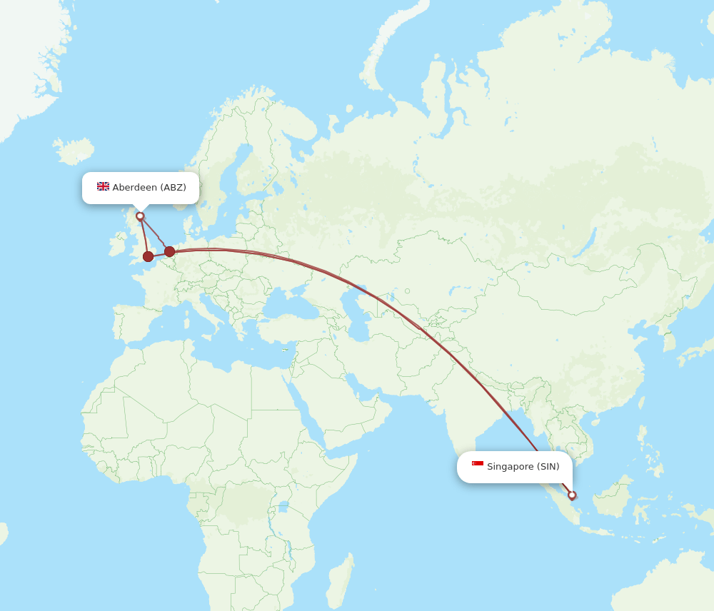 ABZ-SIN flight routes