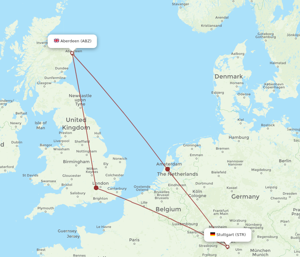 ABZ to STR flights and routes map