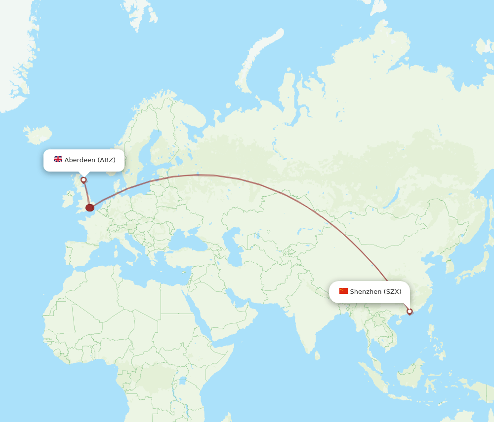 SZX to ABZ flights and routes map