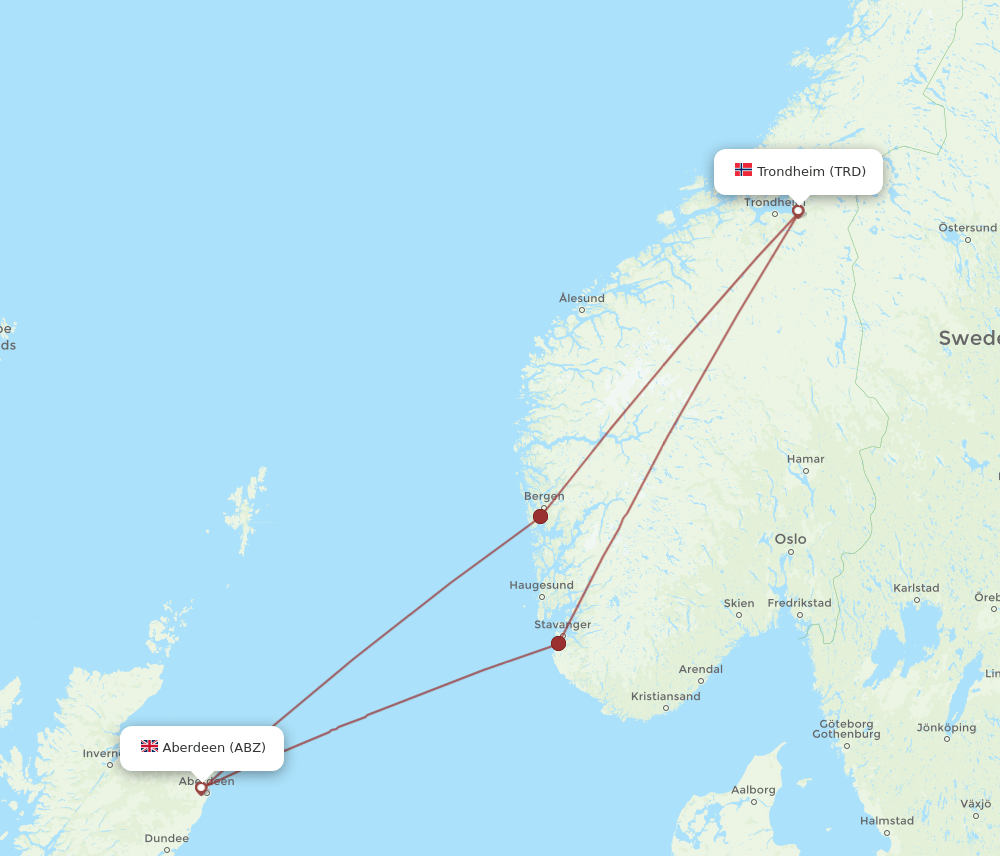 ABZ-TRD flight routes