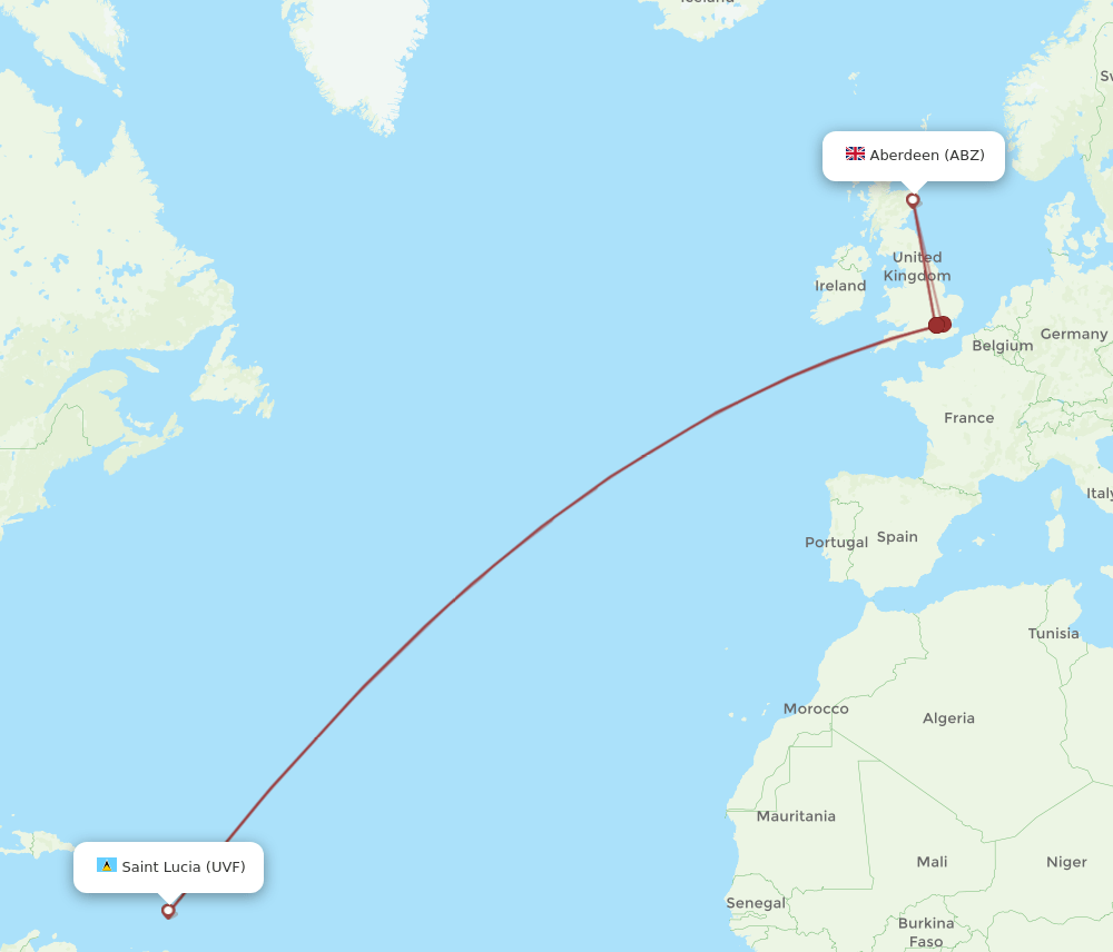 ABZ-UVF flight routes