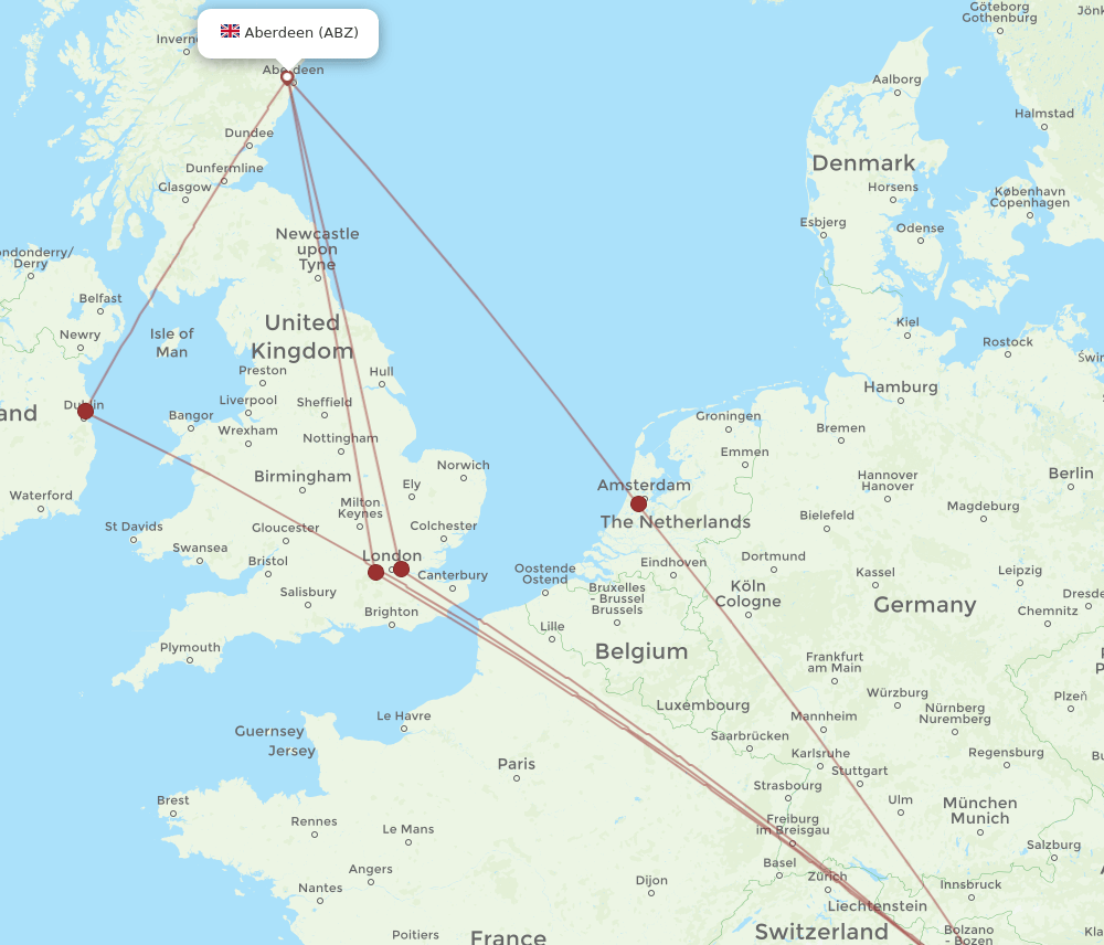 ABZ to VCE flights and routes map