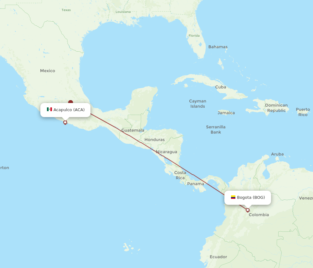 ACA to BOG flights and routes map