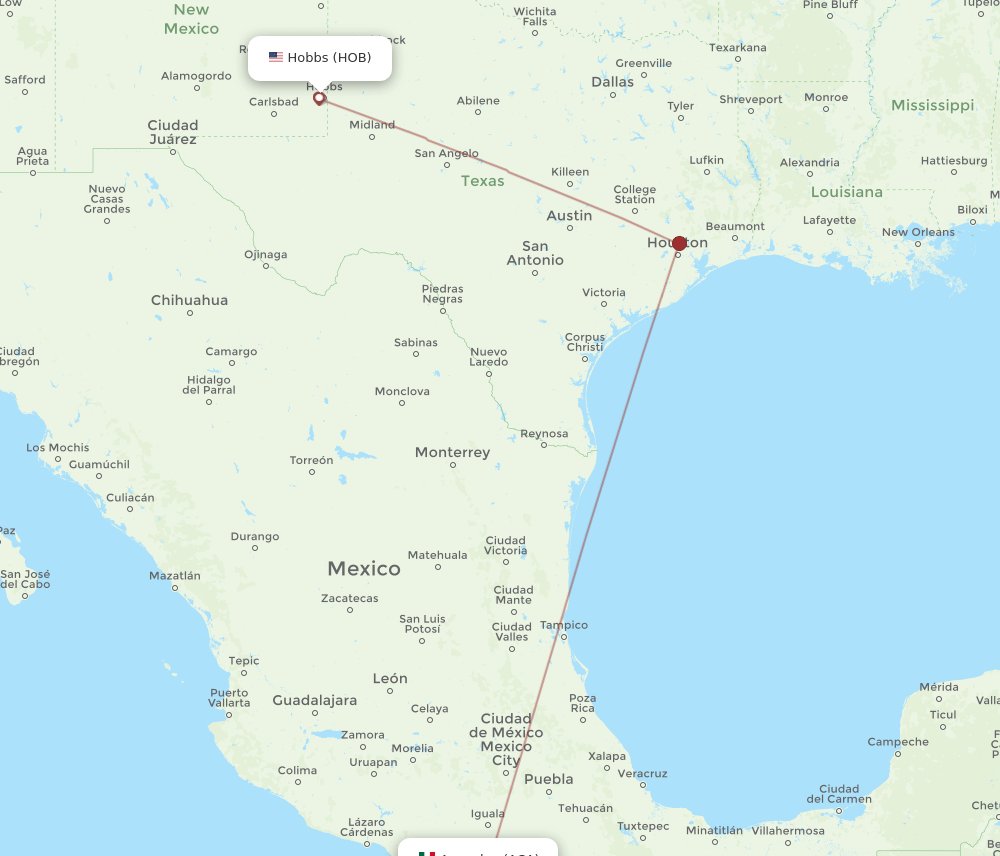 ACA to HOB flights and routes map