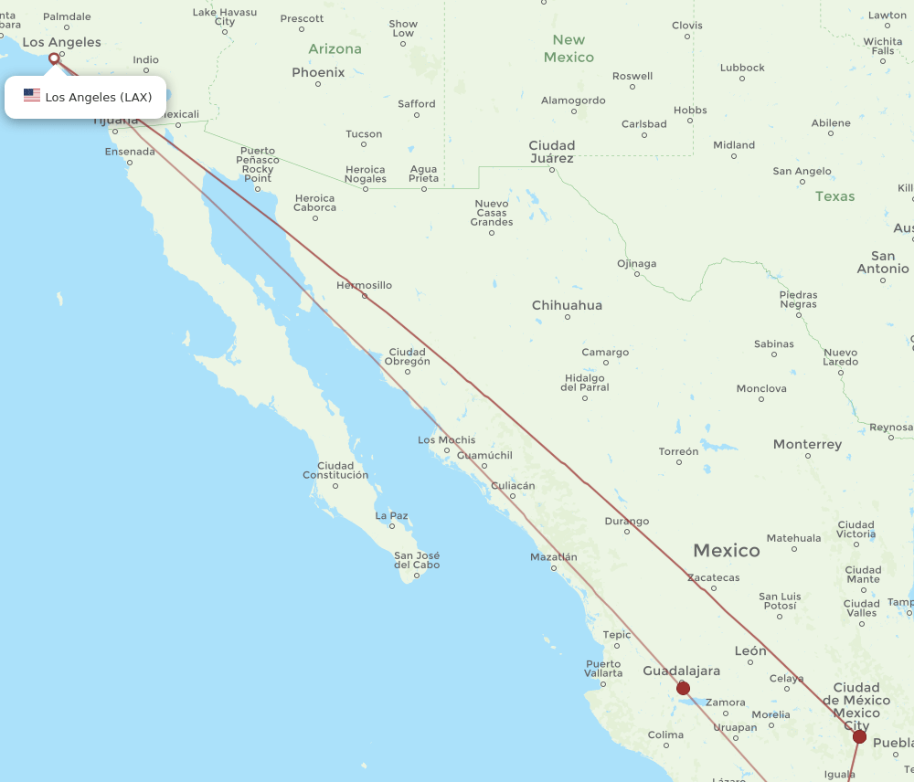 ACA-LAX flight routes