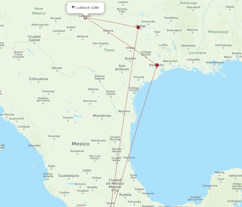 ACA-LBB flight routes