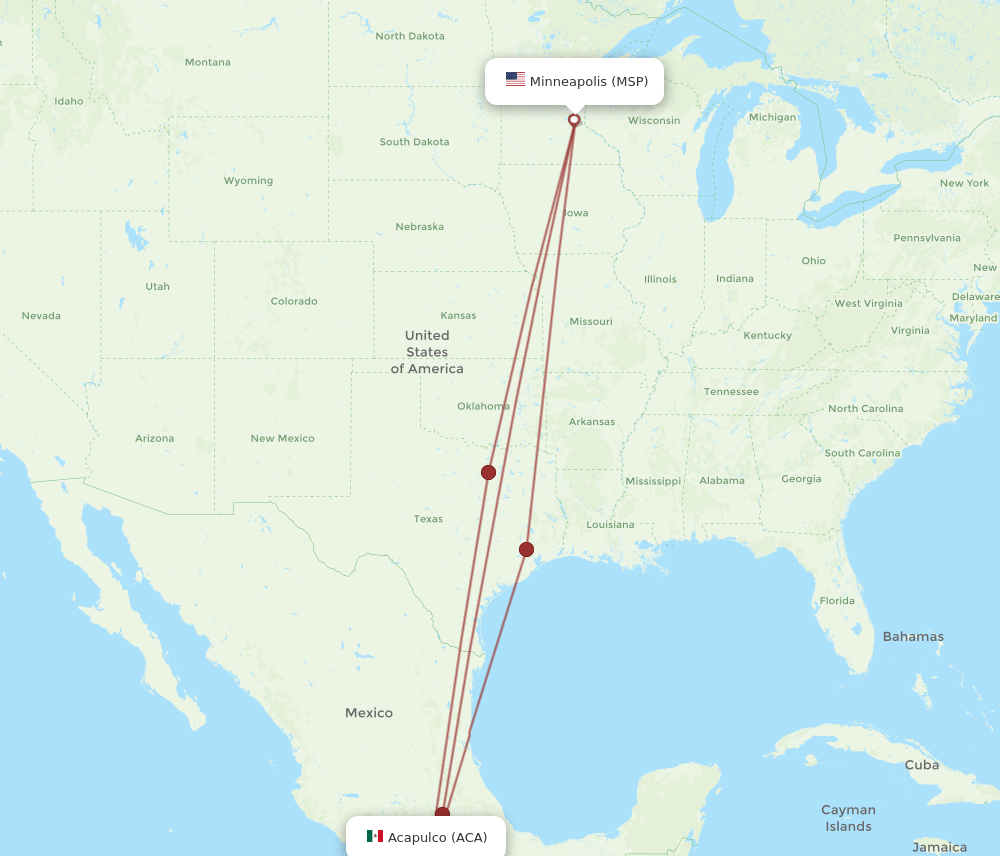 ACA-MSP flight routes
