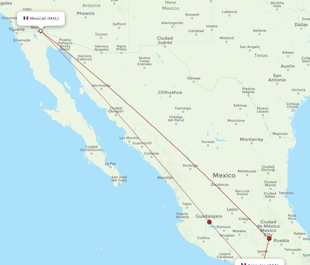 ACA-MXL flight routes