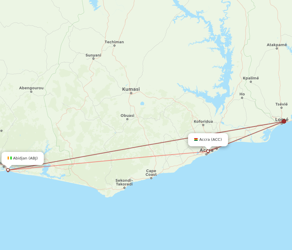 ACC to ABJ flights and routes map