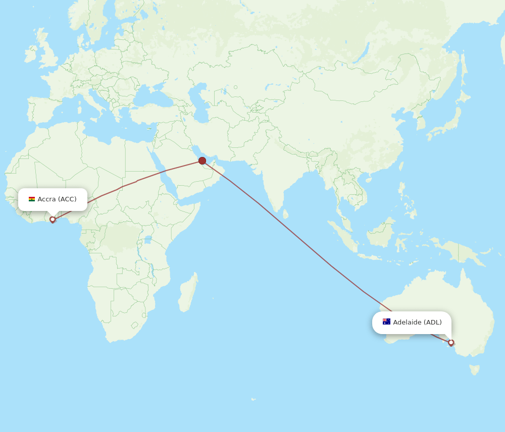 ACC to ADL flights and routes map