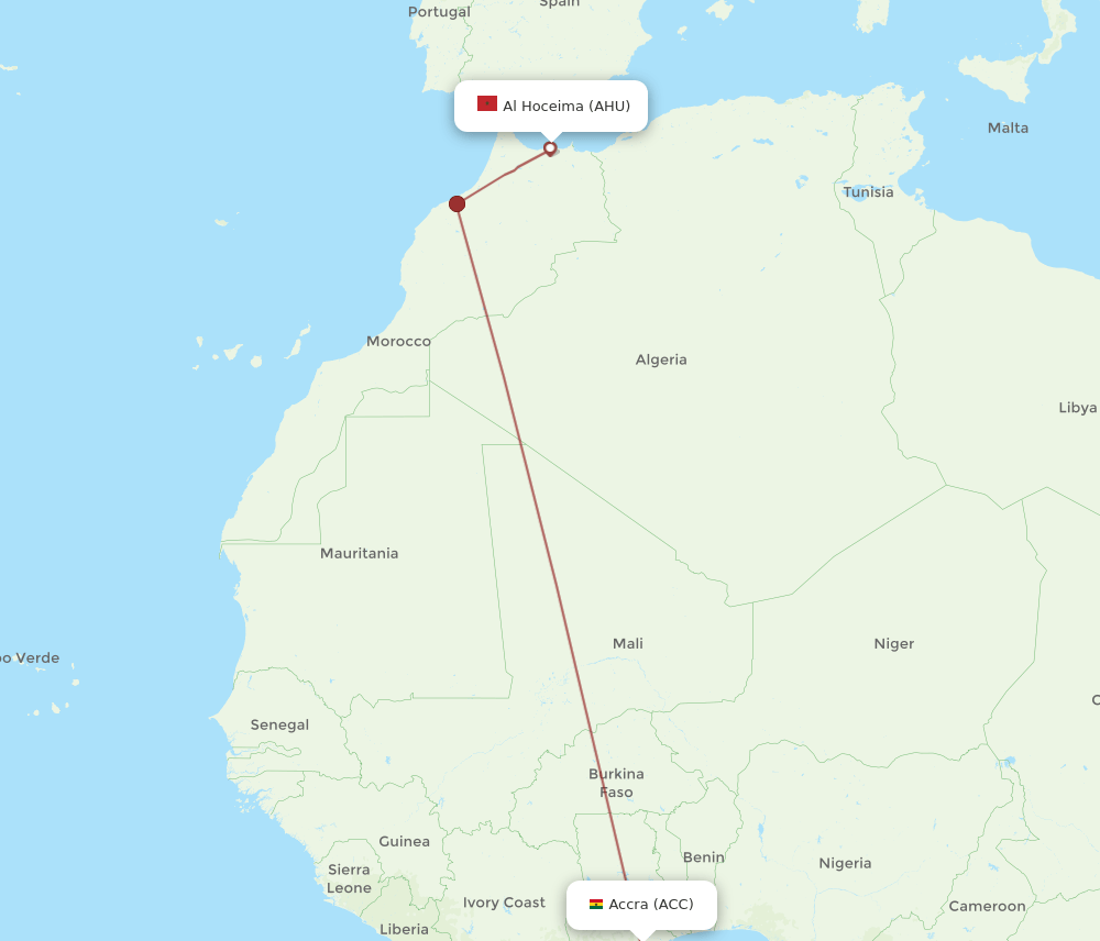 ACC to AHU flights and routes map