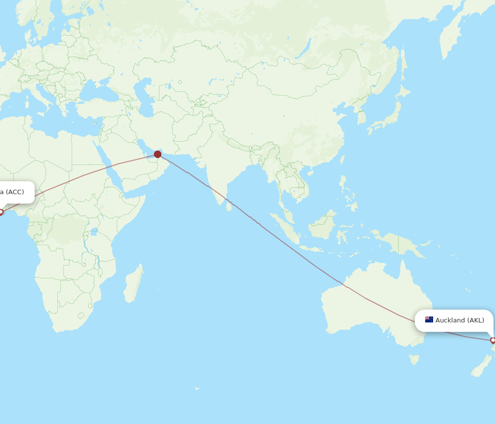 ACC-AKL flight routes