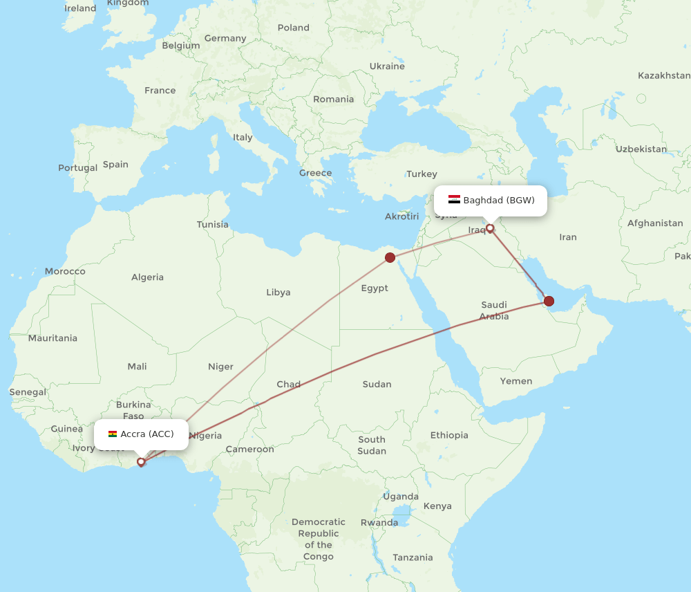 ACC-BGW flight routes