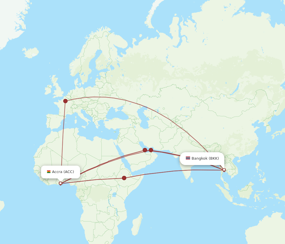 ACC-BKK flight routes