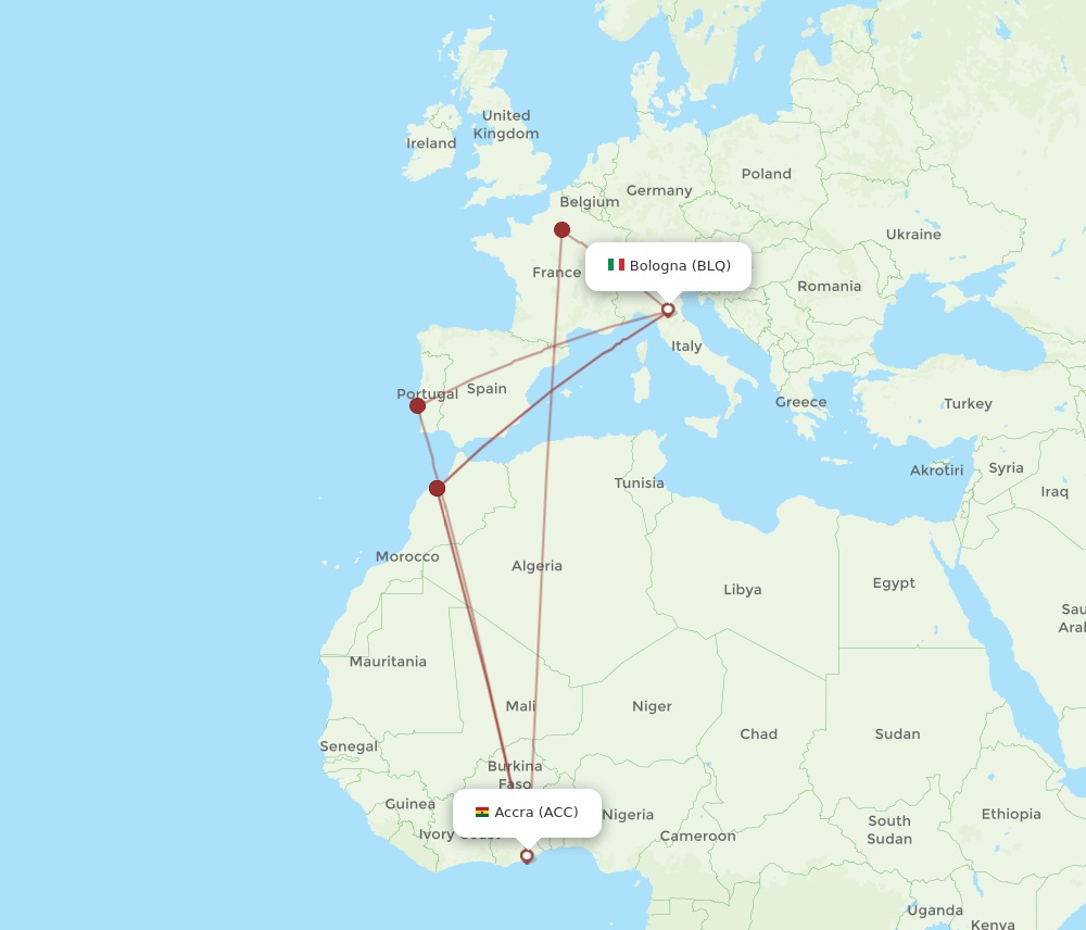 ACC to BLQ flights and routes map