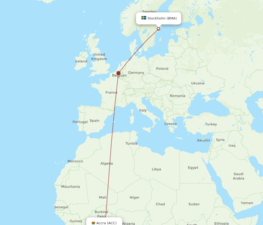 ACC to BMA flights and routes map