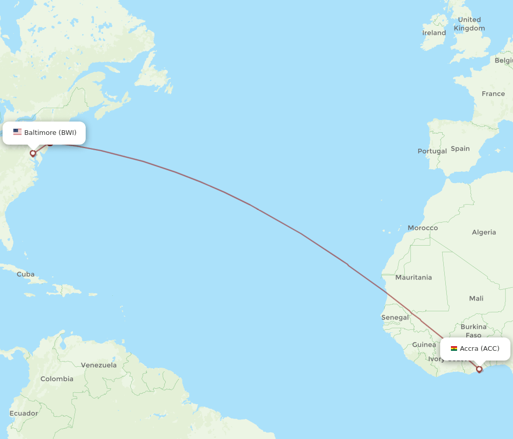 ACC-BWI flight routes