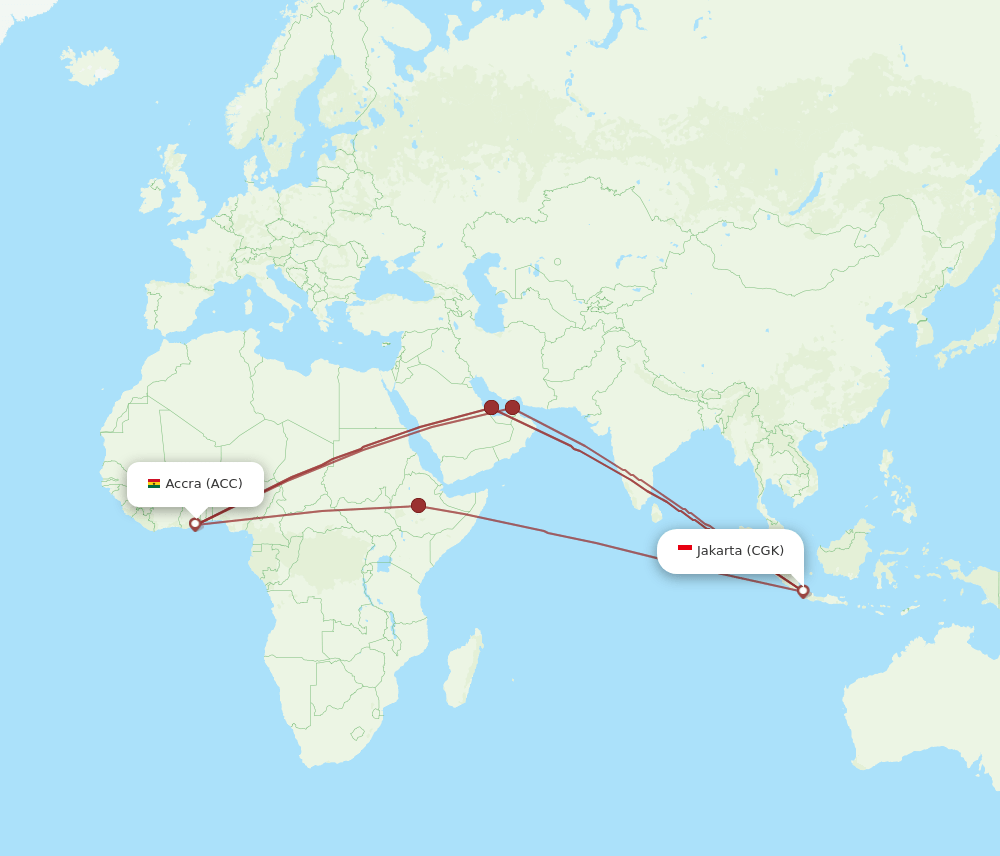 ACC to CGK flights and routes map