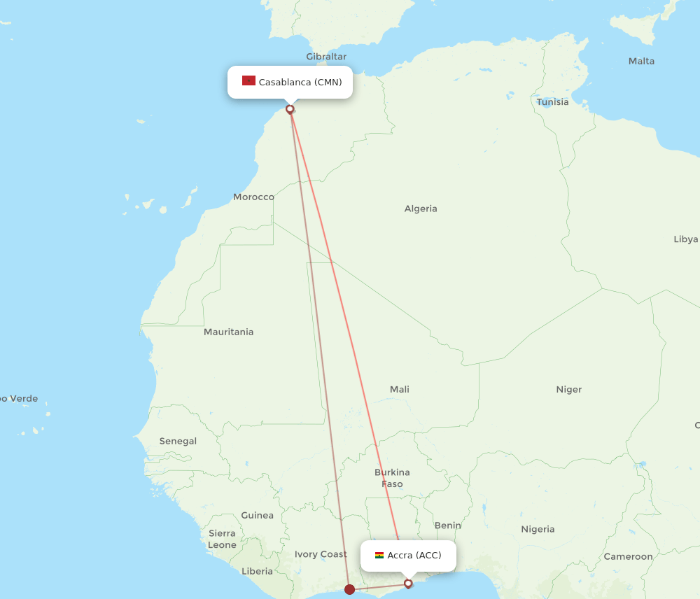 ACC-CMN flight routes