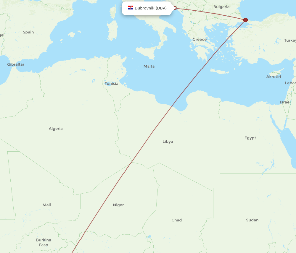 ACC-DBV flight routes