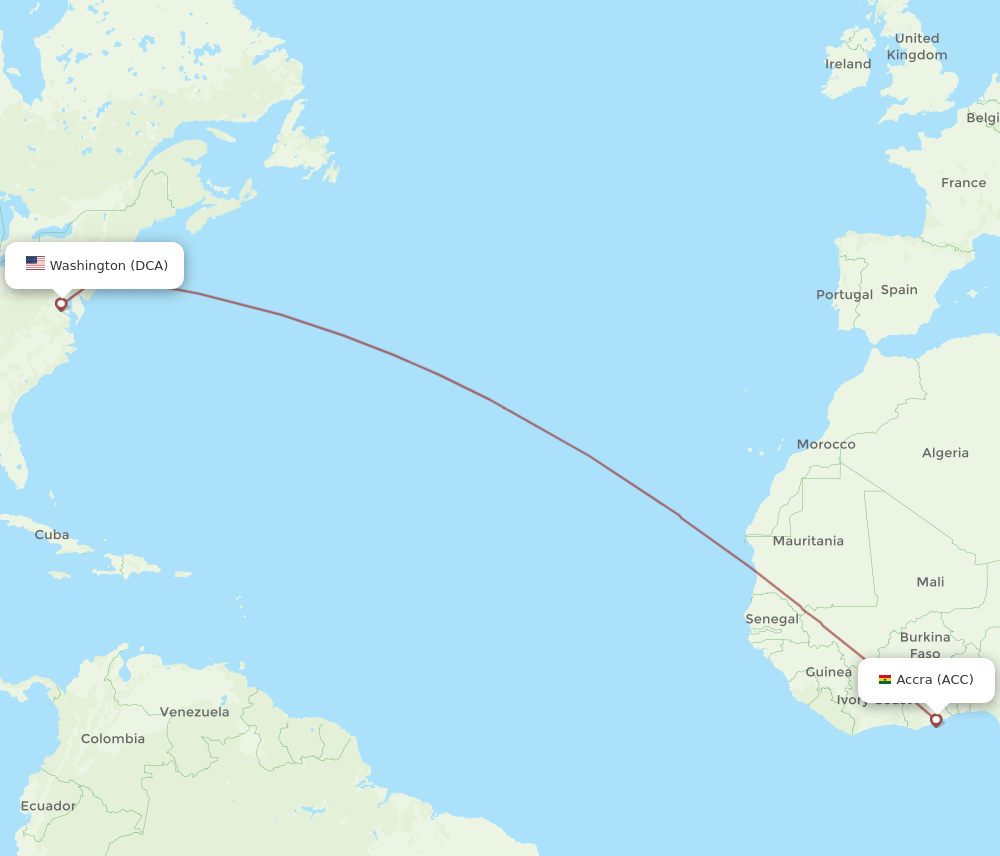 ACC-DCA flight routes