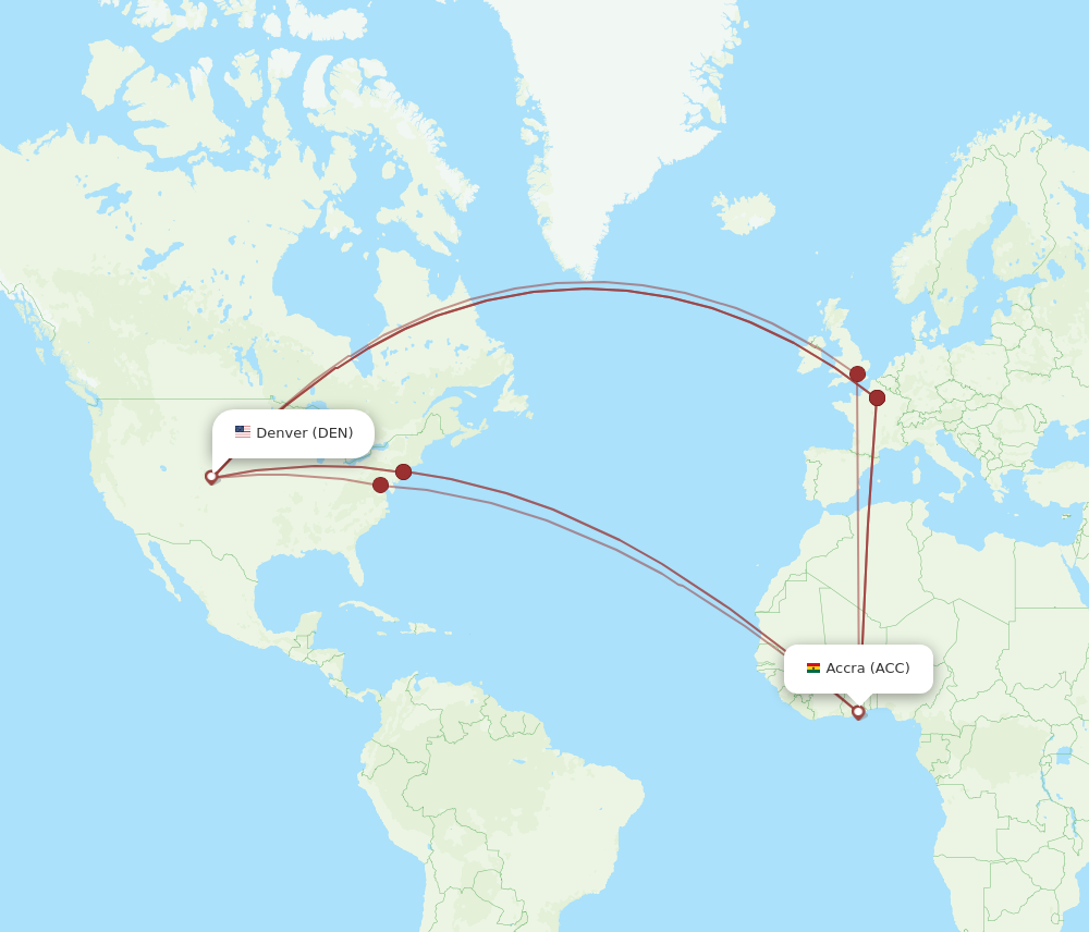 ACC to DEN flights and routes map