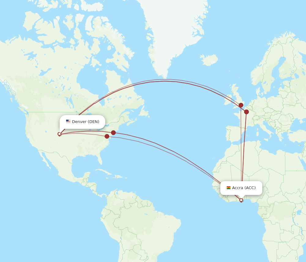 ACC-DEN flight routes