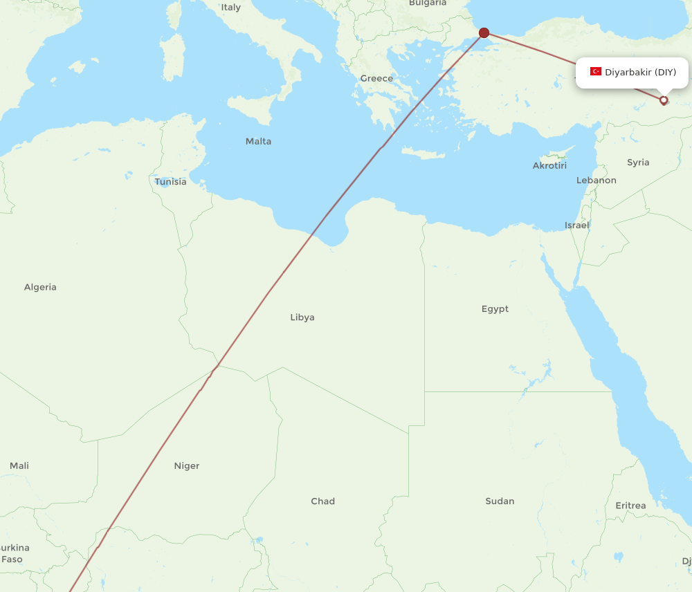 ACC-DIY flight routes