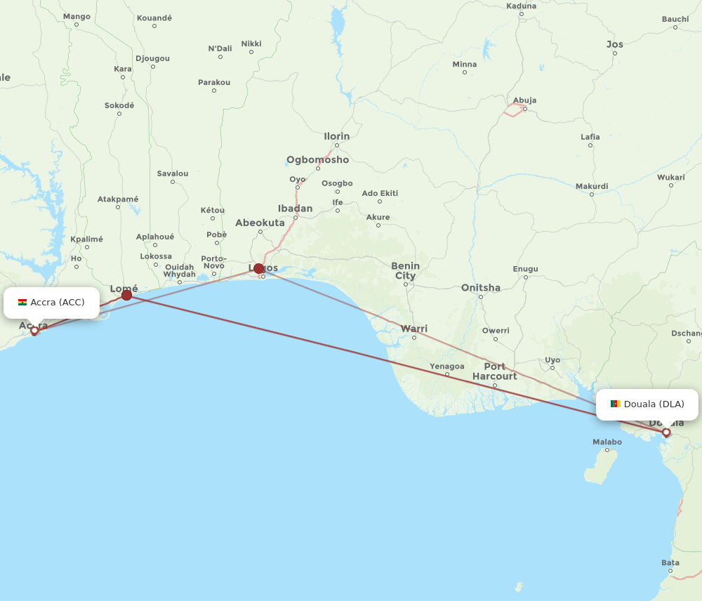 ACC-DLA flight routes