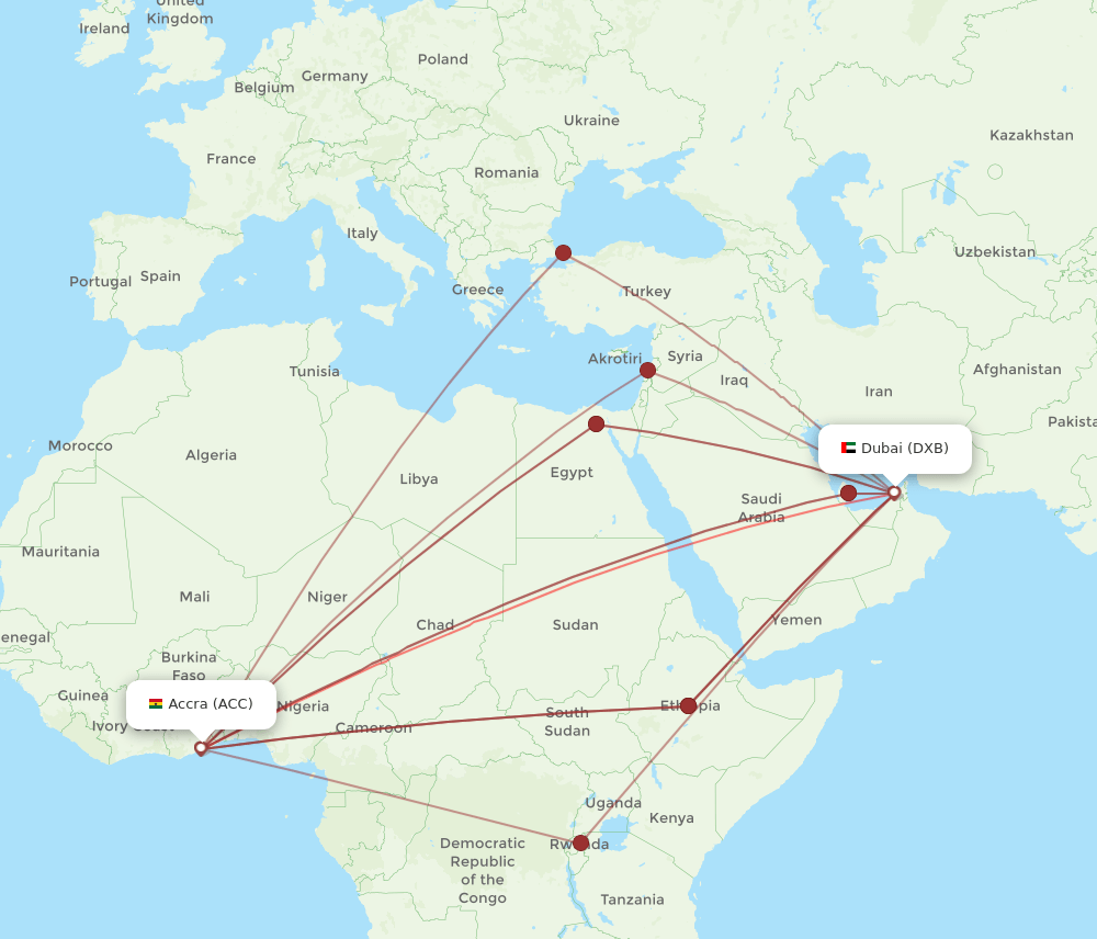 ACC-DXB flight routes