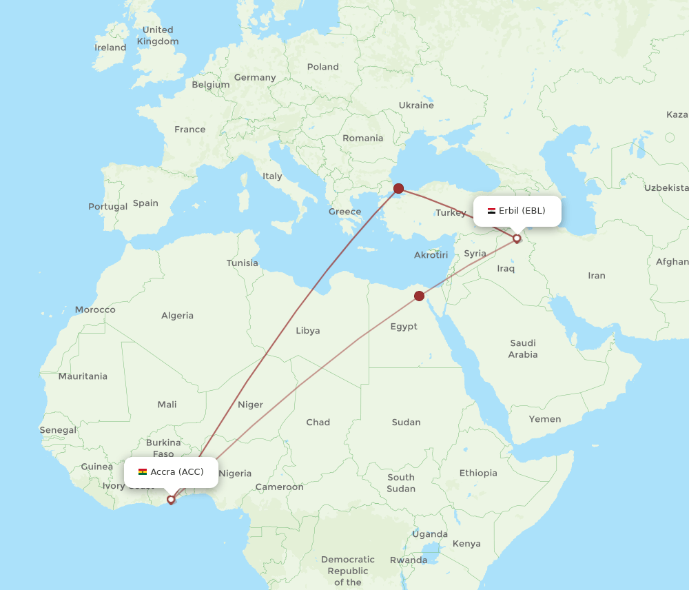 ACC-EBL flight routes