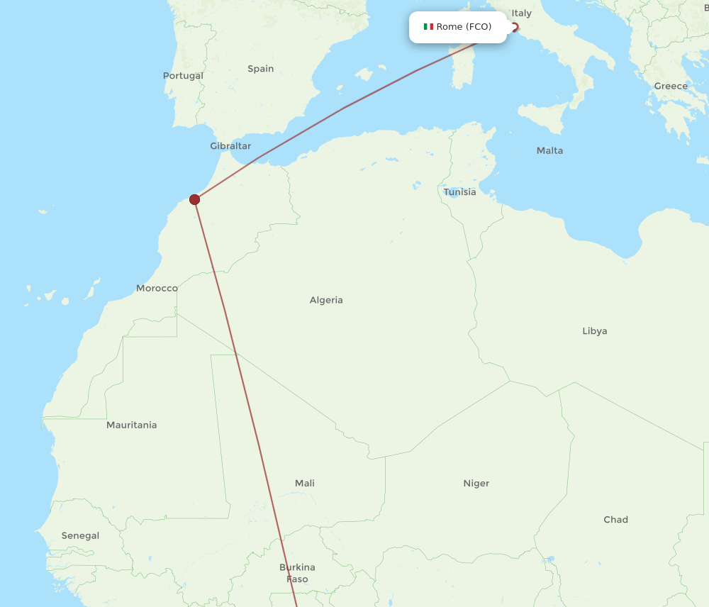 ACC-FCO flight routes